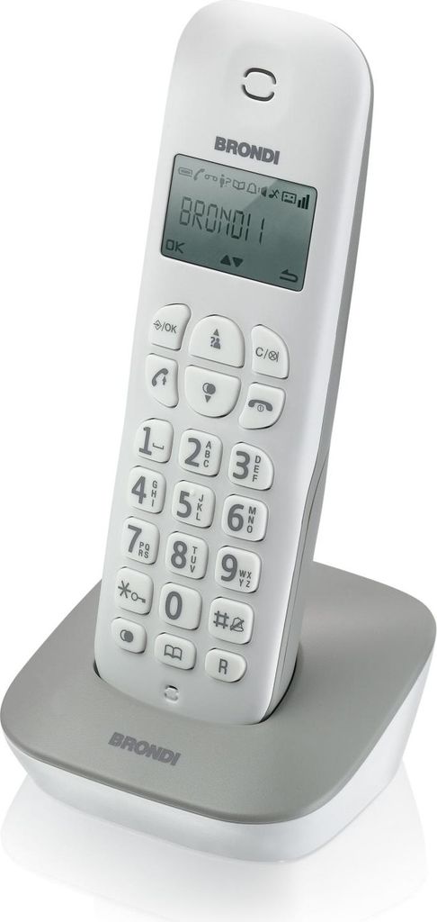 Brondi Gala Schnurloses DECT-Telefon Grau und Weiß mit ECO DECT und Anrufer-ID