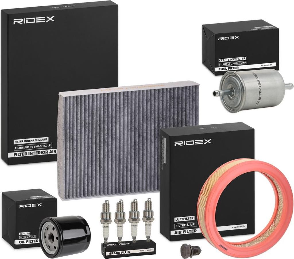 RIDEX Inspektionspaket Filterset für VW Polo Schrägheck (6N1) Caddy II Kastenwagen (9K9A) Polo Classic (6V2) Polo Variant (6V5) Caddy II Kombi (9...