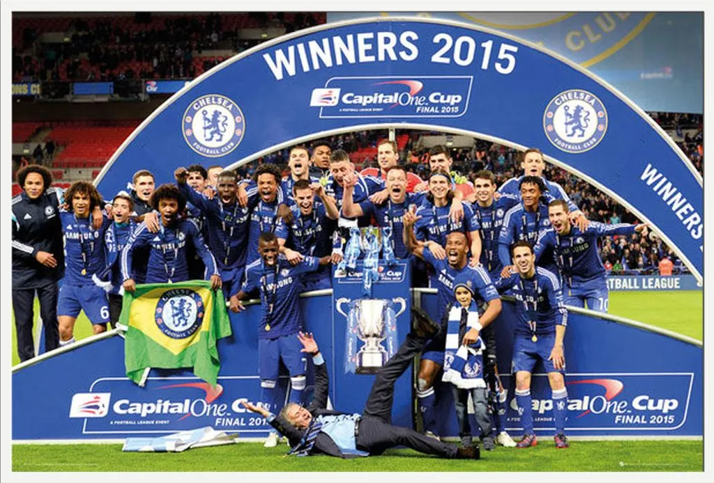 Affiche Chelsea Trophée des Vainqueurs de Coupe et Cadre Blanc Shinsuke