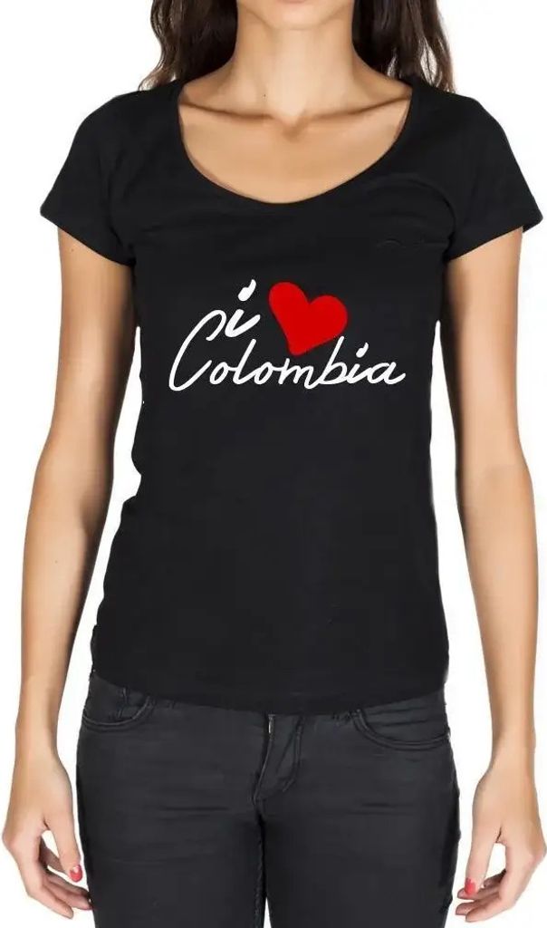 Damen Grafik T-Shirt Ich liebe Kolumbien – I Love Colombia – Öko-Verantwortlich Vintage Jahrgang Kurzarm Lustige Druck Geburtstag Geschenk Frau