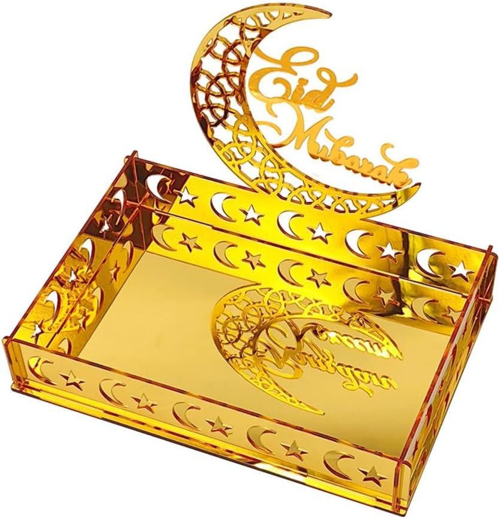 Dienblad für Ramadan - Mond Sternförmige Snack Box Organizer - Platz für Snacks Süßigkeiten Kekse Obst