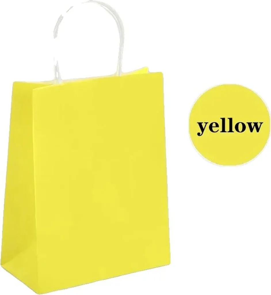 30 Sacchetti Regalo Gialli 15x21 cm in Carta Kraft Resistente con Manici