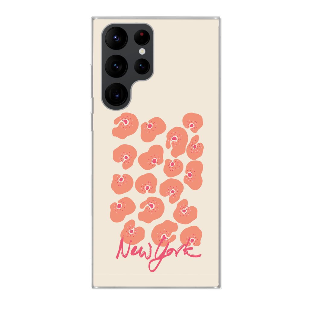 MuchoWow Handyhülle Schutzhülle Hülle für Samsung Galaxy S22 Ultra Blume - Abstrakt - New York Silikon Softcase Handy Hülle - Abbildung