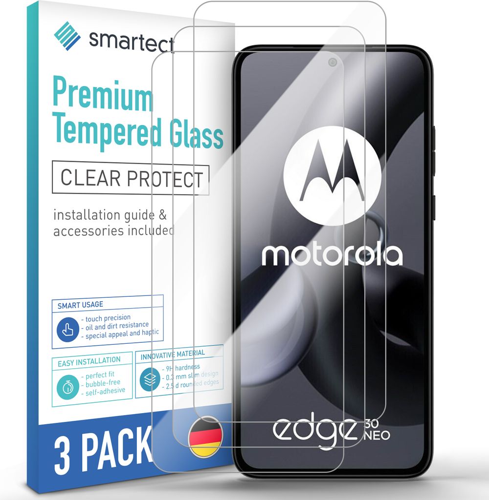 3x Schutzglas Panzerfolie Klar für Motorola Edge 30 Neo Produktbild 