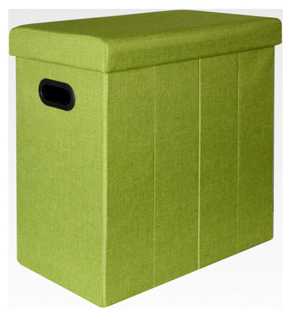Faltbarer Wäschekorb 70L - Wäschetruhe mit Deckel und Griffen - Wäschesammler in Leinenoptik Grün - Wäschebox für Badezimmer und Schlafzimmer...