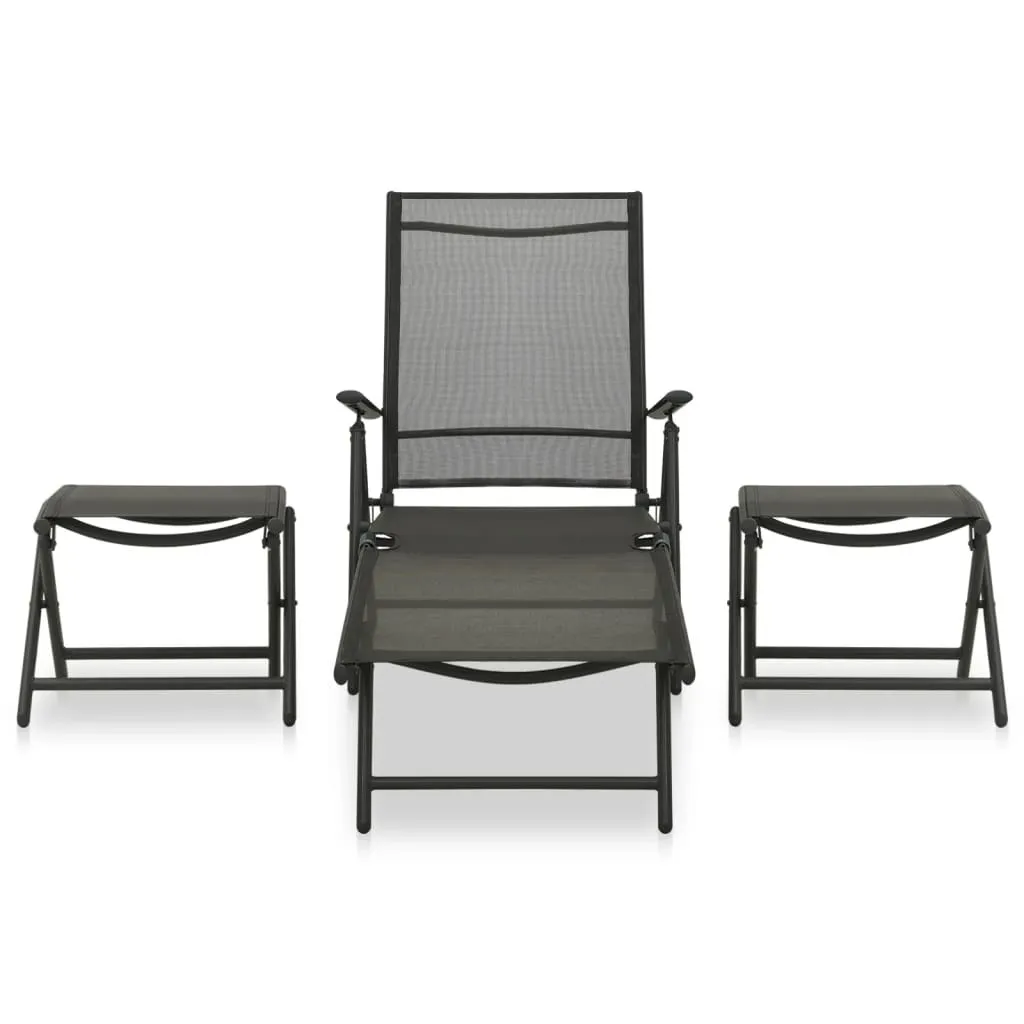 Set 3pz SYFAX™ Alluminio e Textilene Nero - Arredo Contract Esterno