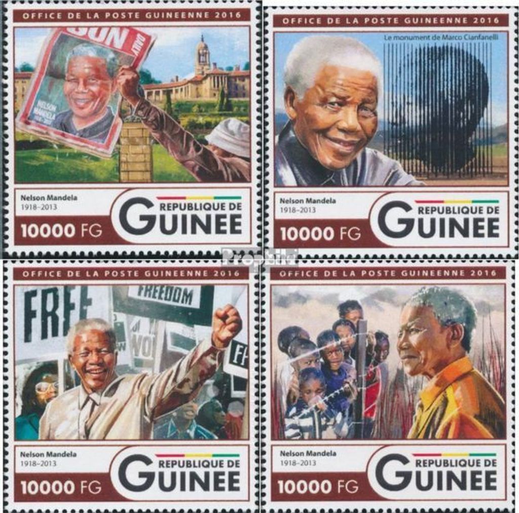 Briefmarken Guinea 2016 Mi 12011-12014 (kompl. Ausgabe) postfrisch Nelson Mandela