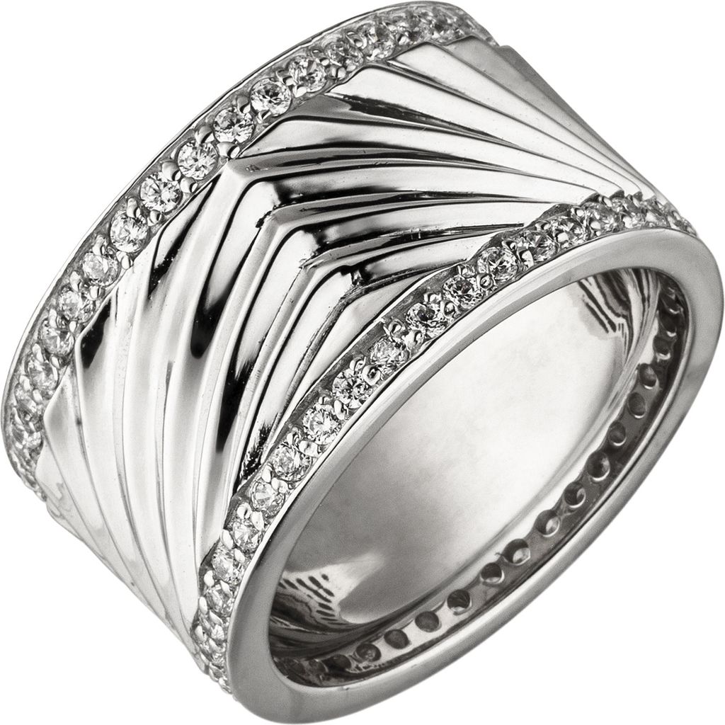 Gr. 58 Damen Ring breit 925 Sterling Silber mit Zirkonia Produktbild 