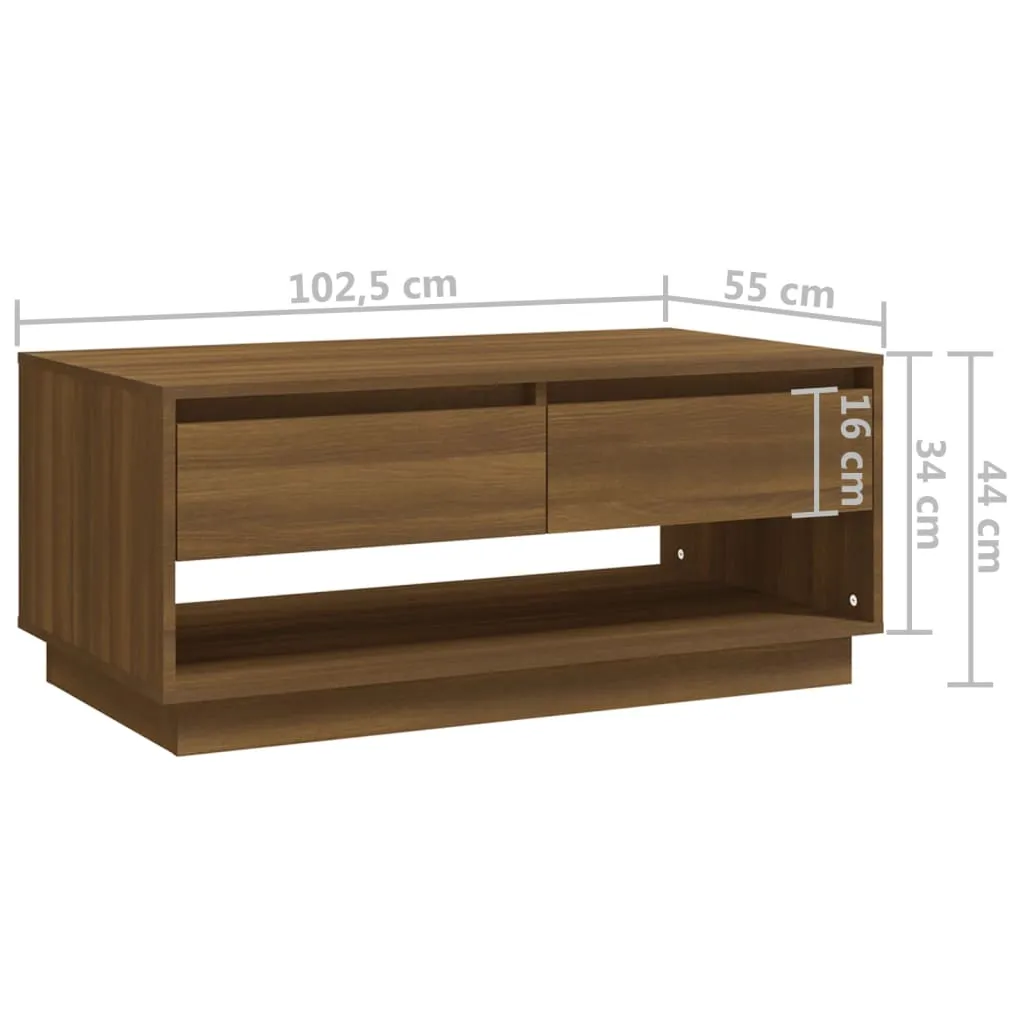 Petite Table Basse Facile à Nettoyer Aspect Chêne Marron 102x55 cm Bois - 13