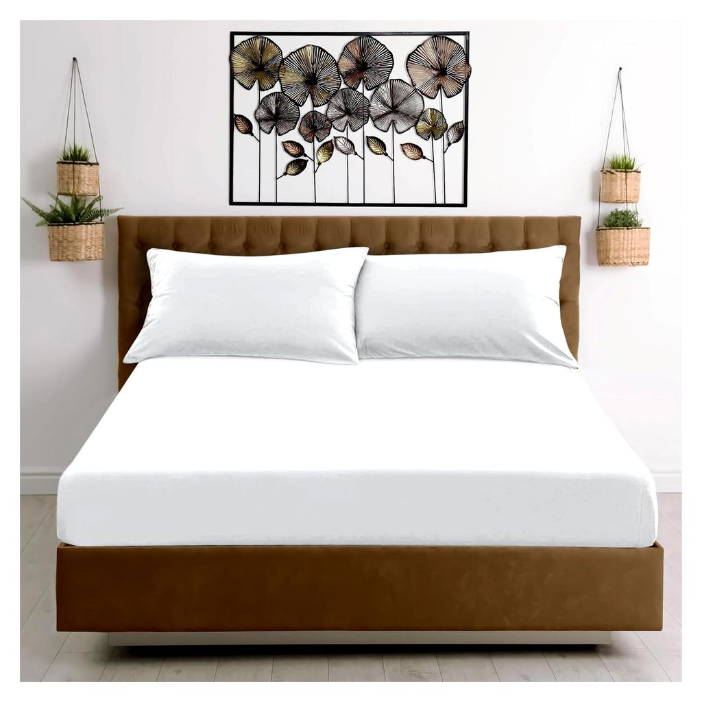Spannbettlaken für Einzelbett (91 x 193 cm), einfarbig, Mikrofaser, 25 cm tief, pflegeleicht, knitter- und lichtbeständig, Weiß