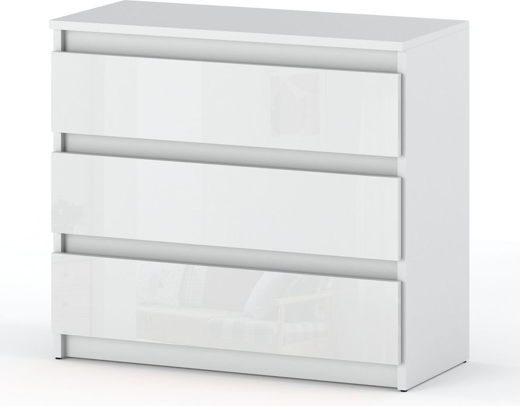 STIV Möbel | Komoda Biały Mat / Biały Połysk 80x33,5x71,5 Zdjęcie produktu 