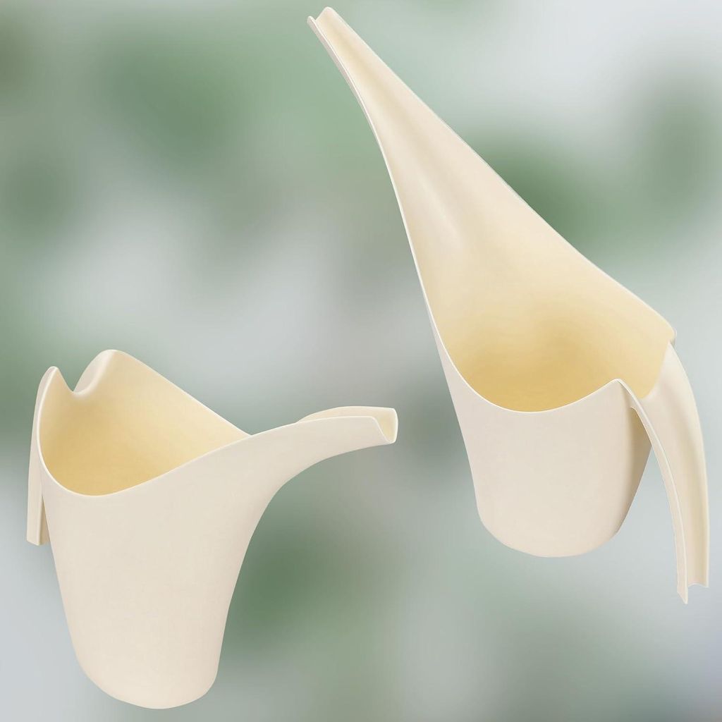 Gießkanne 1,5 L Beige Kunststoff mit langem Auslauf für Zimmerpflanzen und Balkonpflanzen