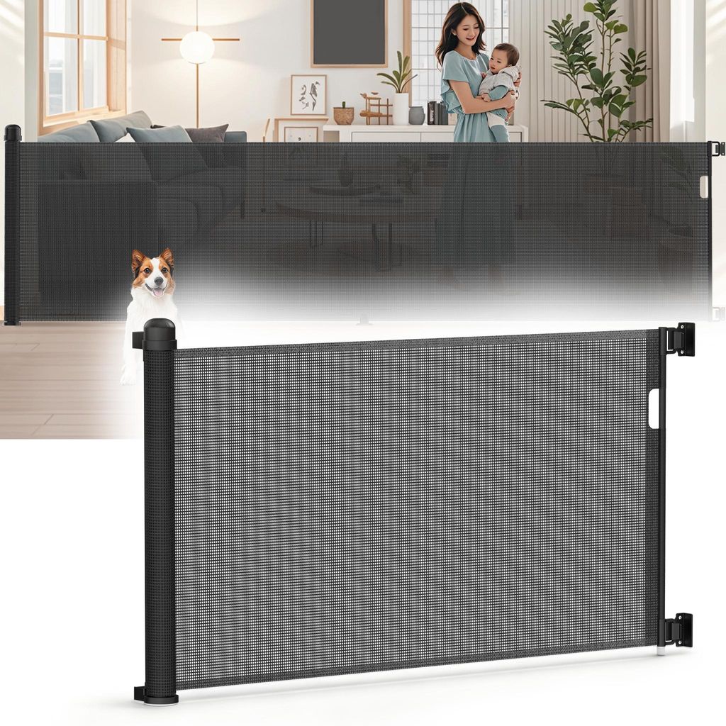 XINZI Inklapbaar trapgitter tot 150 cm, zwart, PVC Productafbeelding 