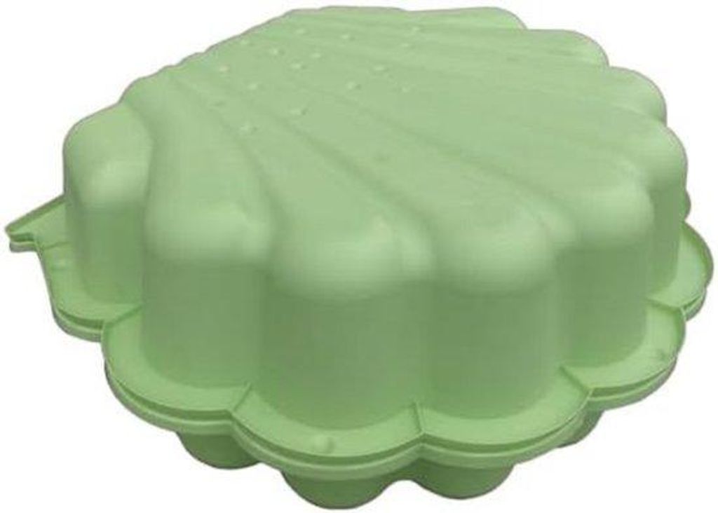 Grüner Sandkasten mit Deckel und Wasserbereich