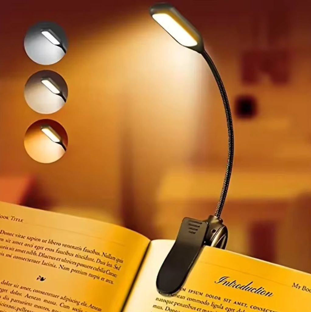 Wiederaufladbare LED-Buchleuchte, Augenschutz, kleines Licht, Leseleuchte zum Anklipsen, Aufladen über USB