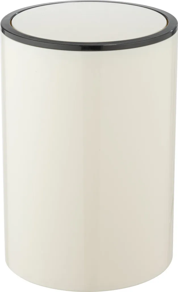 Poubelle design Inca 5 litres en plastique crème à couvercle oscillant