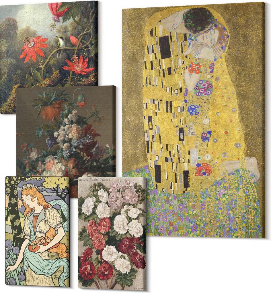 Leinwandbild Set 5-teilig – Modernes Wandbild – Polycanvas Kunstdruck – Abstrakte Bilder – Hochwertige Wandkunst – 2x 30x30 cm + 2x 20x30...