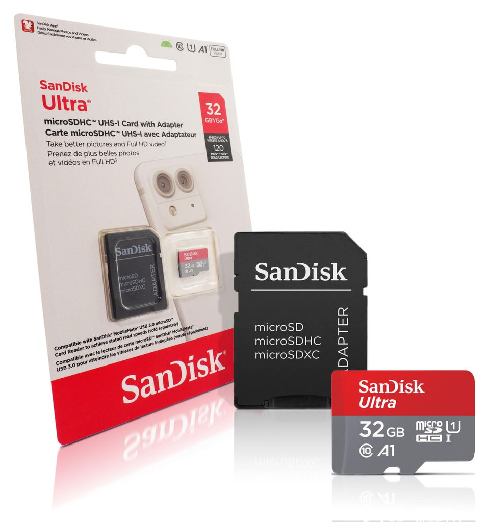 Tarjeta microSDHC SanDisk Ultra, 32GB, 140MB/s. Adaptador Imagen del producto 