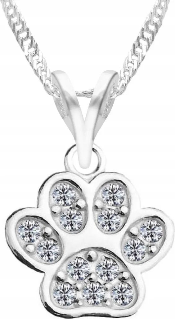 Collana Zampa Cane Argento 925 con Zirconi | Regalo Commemorativo Donna