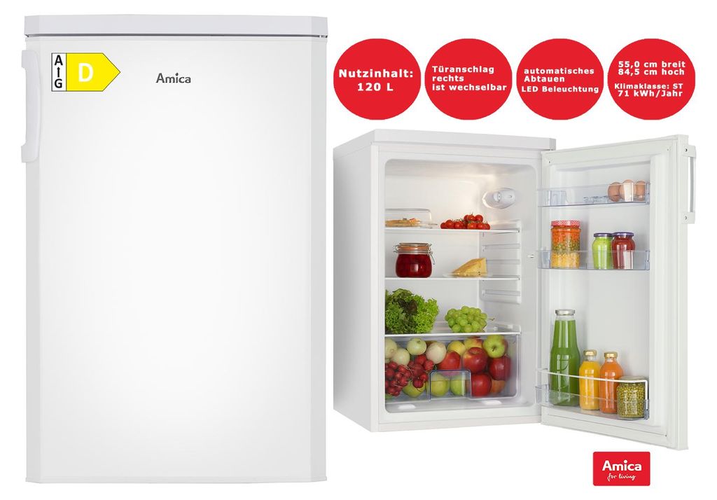 Amica VKS 351 112 W, 120 l, N-T, 41 dB, D, Weiß Produktbild 