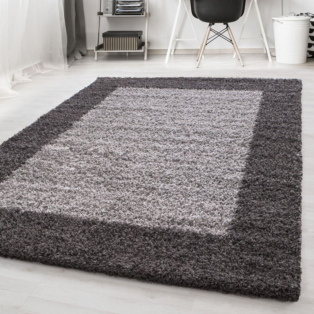 Carpetsale24 Hochflor Teppich Bordüre Design Modern Shaggy Teppich Wohnzimmer, Schlafzimmer Flauschig Weich, Grösse: 300x400 cm
