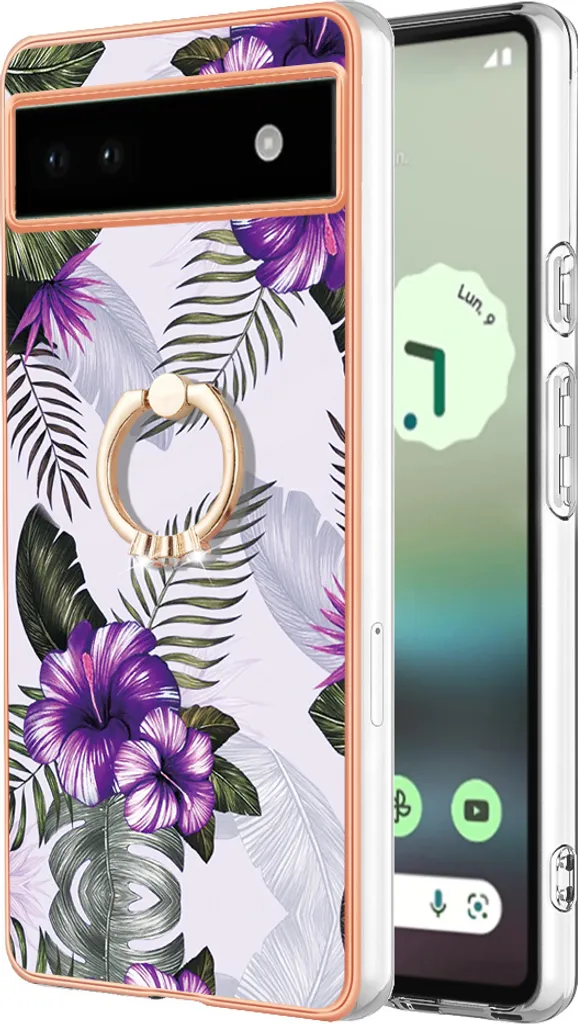 Cover Pixel 6A Viola Fantasia: Custodia Fashion con Supporto Ring