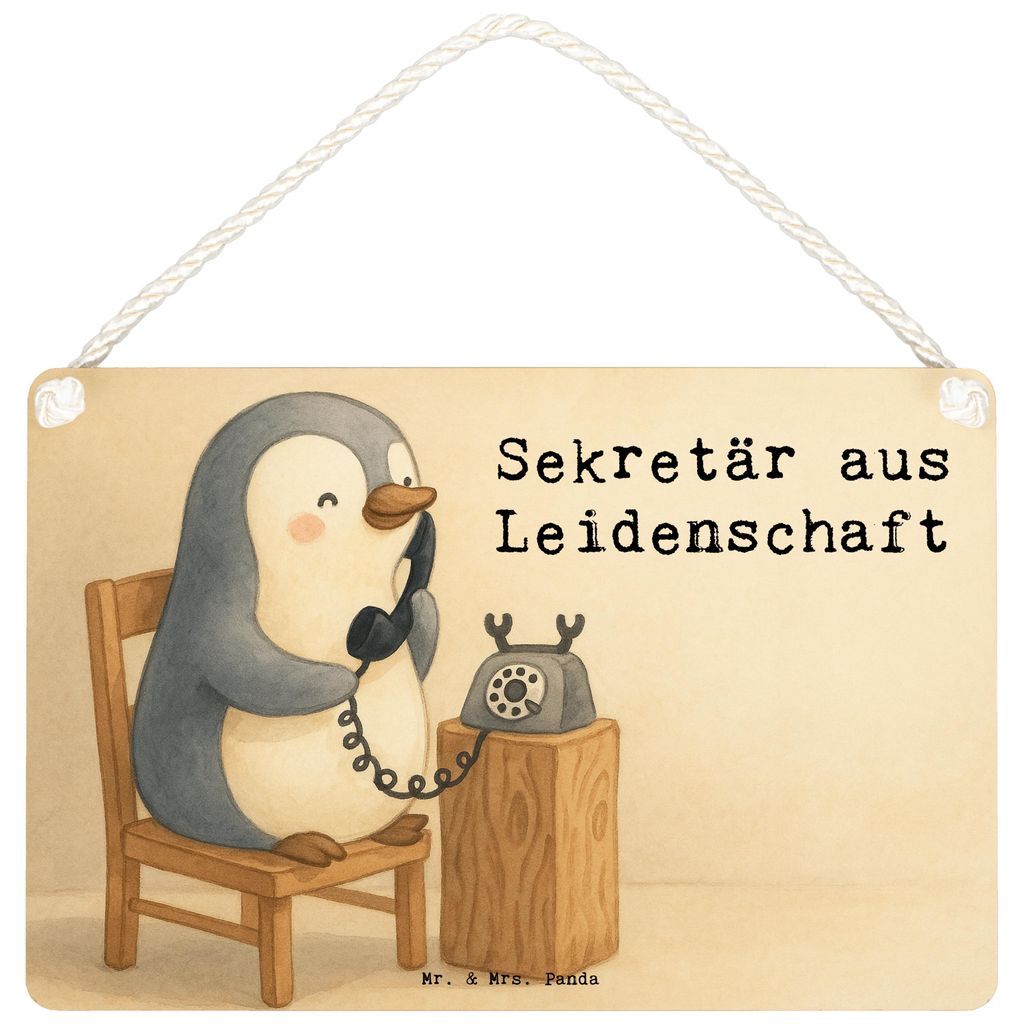 Mr. & Mrs. Panda Schild Sekretär Leidenschaft Design DIN A5 - Weiß - Geschenk, Türschild, hängeschild, Holzschild, Wandbild Holz, holzbild