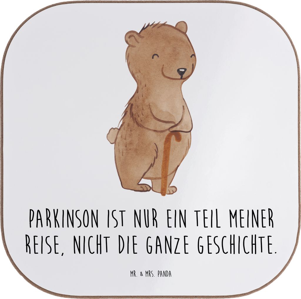 Mr. & Mrs. Panda Holzuntersetzer Bär Parkinson - Weiß - Geschenk, Morbus, Tischschoner, Untersetzer Glas, gläseruntersetzer, Neurodegenerative E...