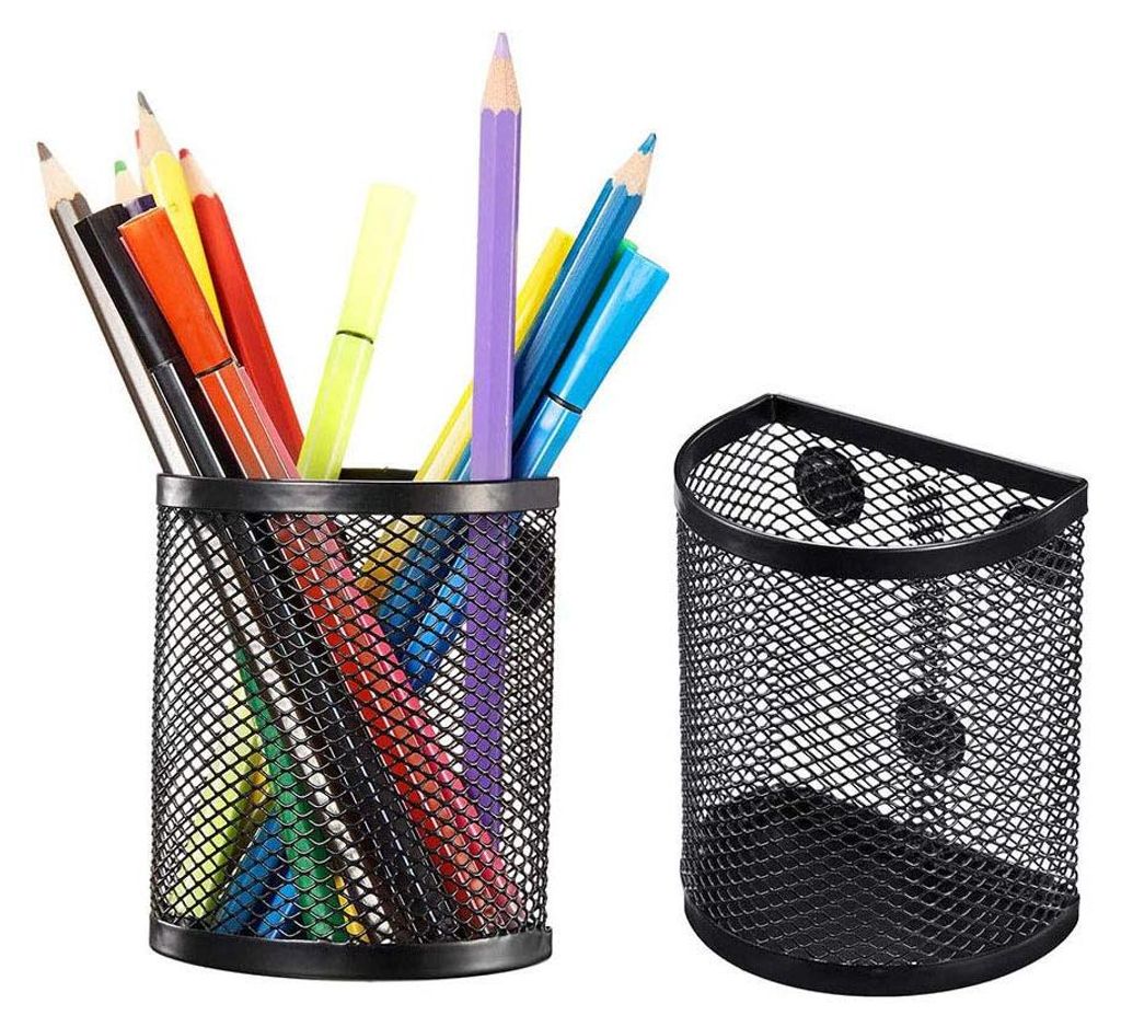 Set aus 2 magnetischen Aufbewahrungskörben, schwarze, halbrunde Metall-Aufbewahrungsregale für Kühlschrank, Spinde und Bürobedarf.