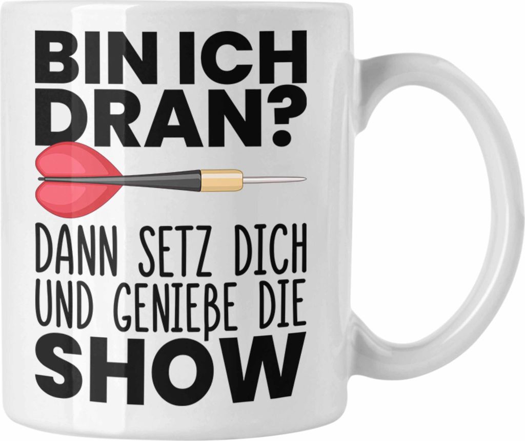 Trendation - Dart Geschenk Tasse Kaffeetasse Dartspieler Geschenkidee Darts Geschenke für Männer Frauen (Weiß)
