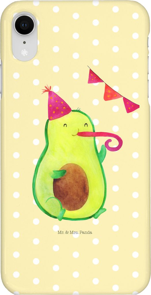 Mr. & Mrs. Panda Iphone XR Handyhülle Avocado Party Zeit - Gelb Pastell - Geschenk, Genießen, Geburtstag, Happy Birthday, Handy Case, Glücklich,...