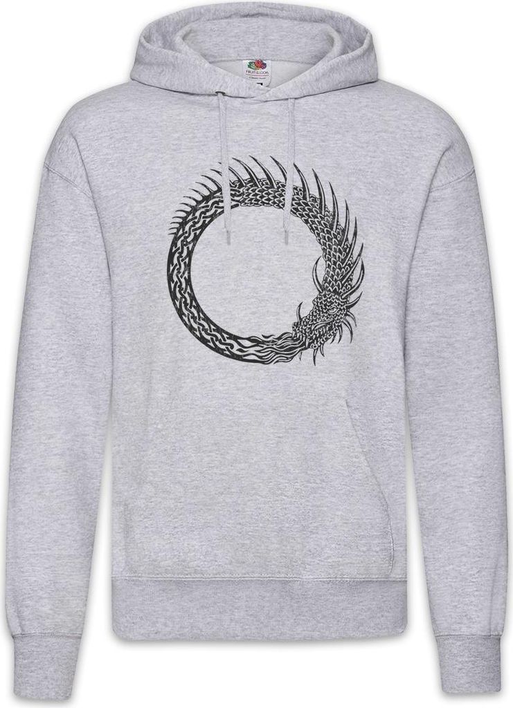 Urban Backwoods Norse Dragon, Herren Hoodie, Farbe: Hellgrau, Größe: 2XL