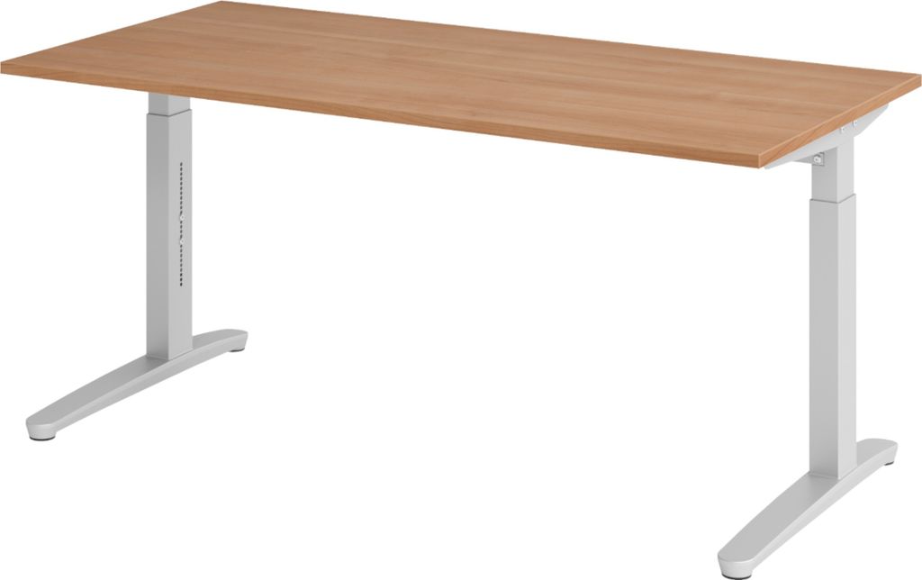 bümö Schreibtisch Serie-XB - Gestell: Silber, Größe: 160 x 80 cm, Nachbildung: Nussbaum
