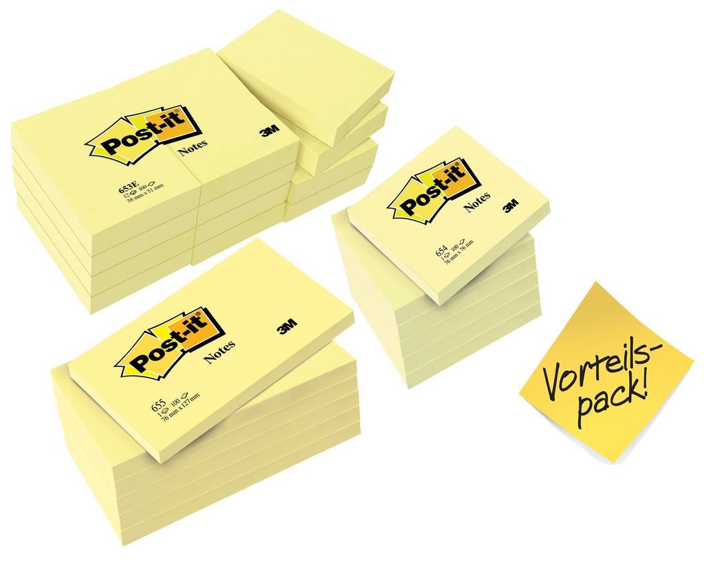 3M Post-it 654 - Notizen - 76 x 76 mm - 600 Blatt (6 x 100) Produktbild 