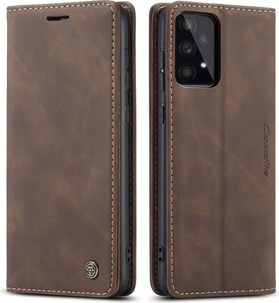 Galaxy A33 5G Hülle, Retro Kunstledertasche mit Standfunktion Schutzhülle für Samsung Galaxy A33 5G Kaffee