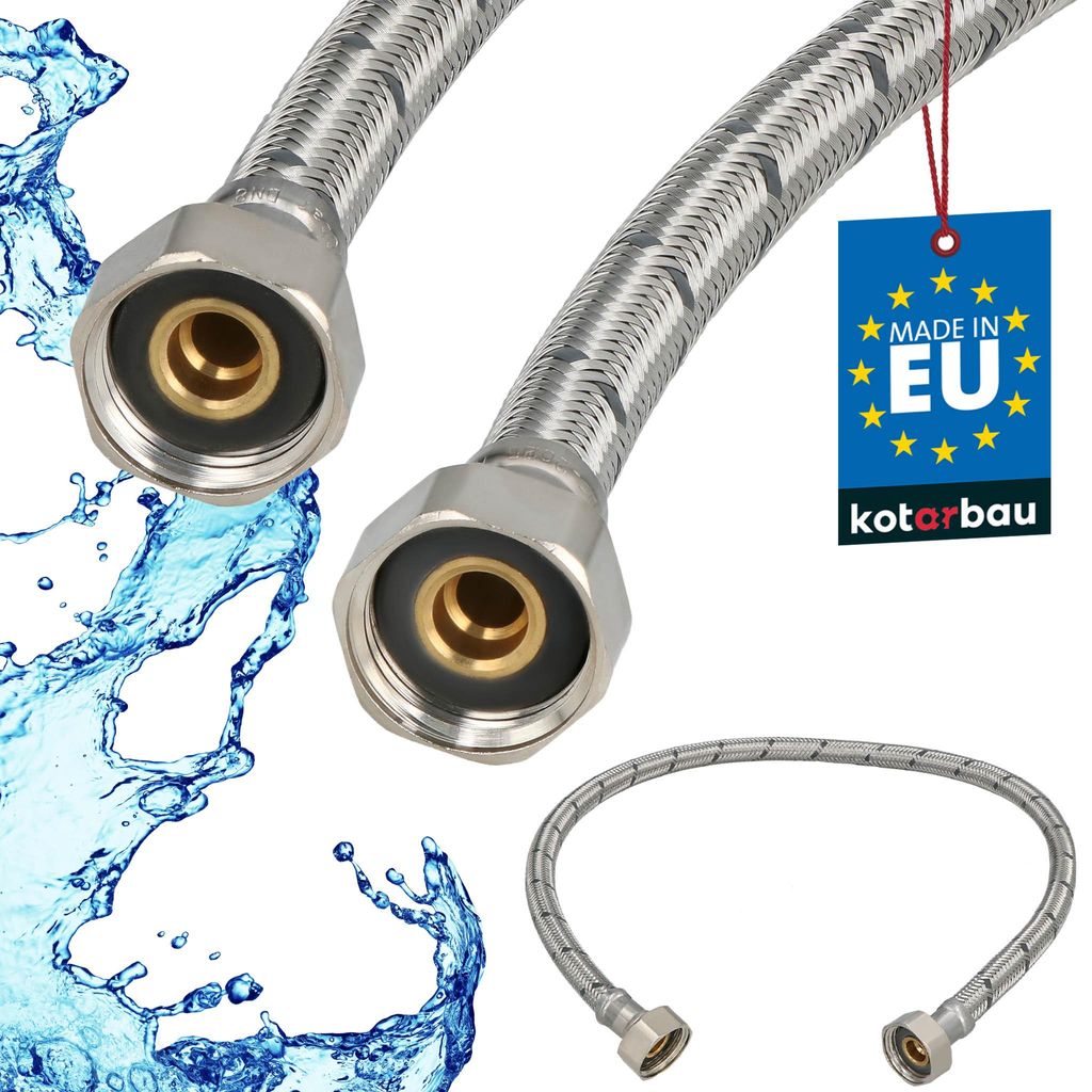 KOTARBAU Flexschlauch 1/2 Zoll Wasserschlauch 60cm Panzerschlauch 1/2“x1/2“ Anschlussschlauch für Armatur Schlauch Für Wasserhahn Edelstahl...