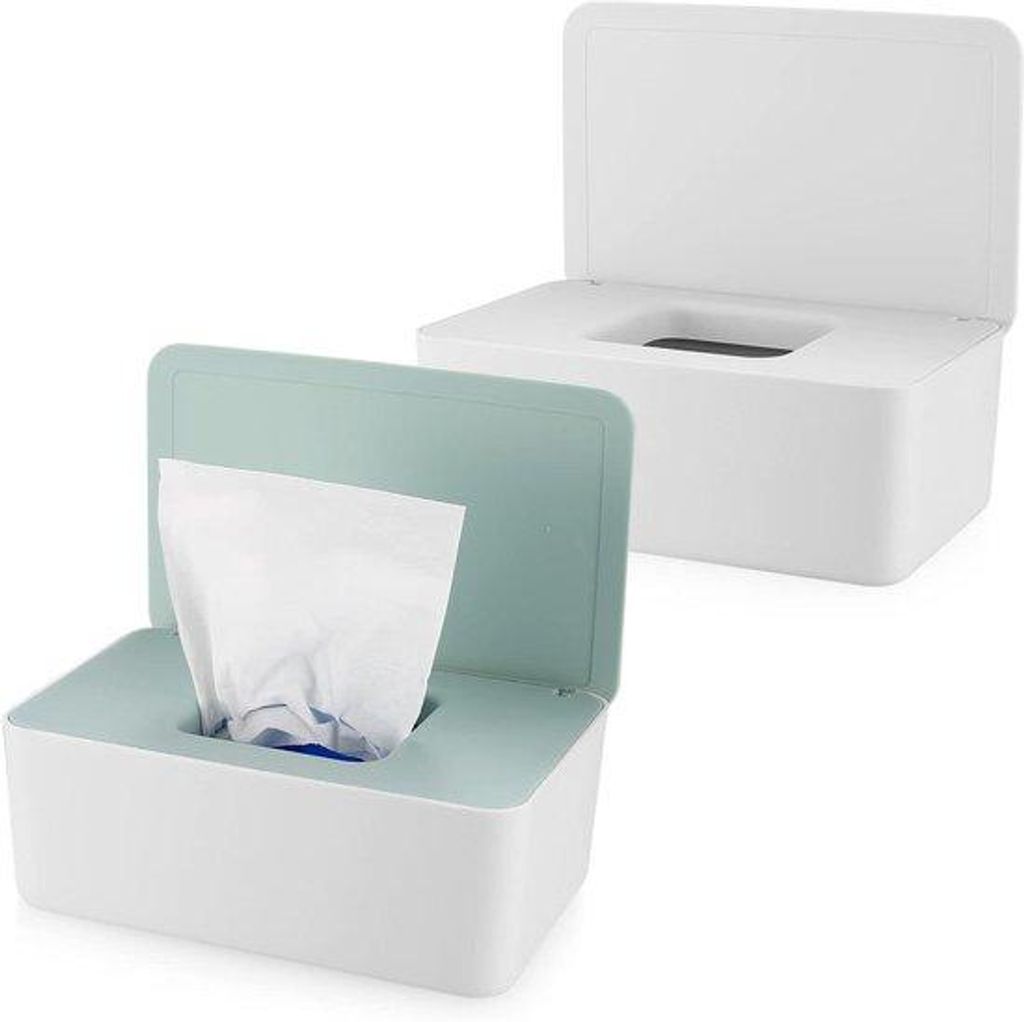 Babydoekjes Dispenser Set, weiß und grün, 2er Pack