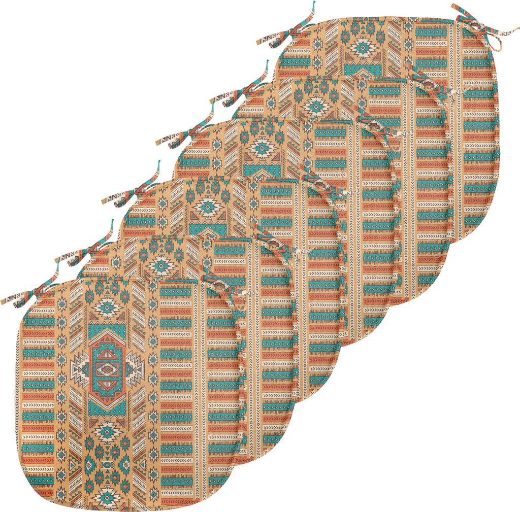 ABAKUHAUS Stammes Polster für Esszimmerstühle, Bohemian Pattern, Dekoratives wasserfestes Kissen mit Riemen für Küchensitze, 40 cm x 40 cm-6er ...