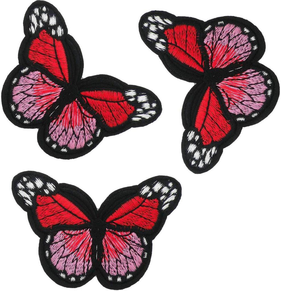 3 Schmetterling Aufbügler, Applikation, 48x70mm, freie Farbwahl