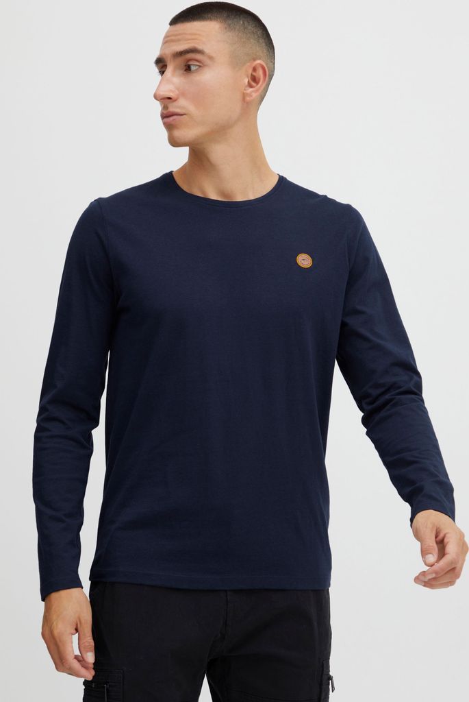 INDICODE IDPhillo Herren Longsleeve Langarmshirt Shirt mit Rundhals Label-Badge 100% Baumwolle Regular fit