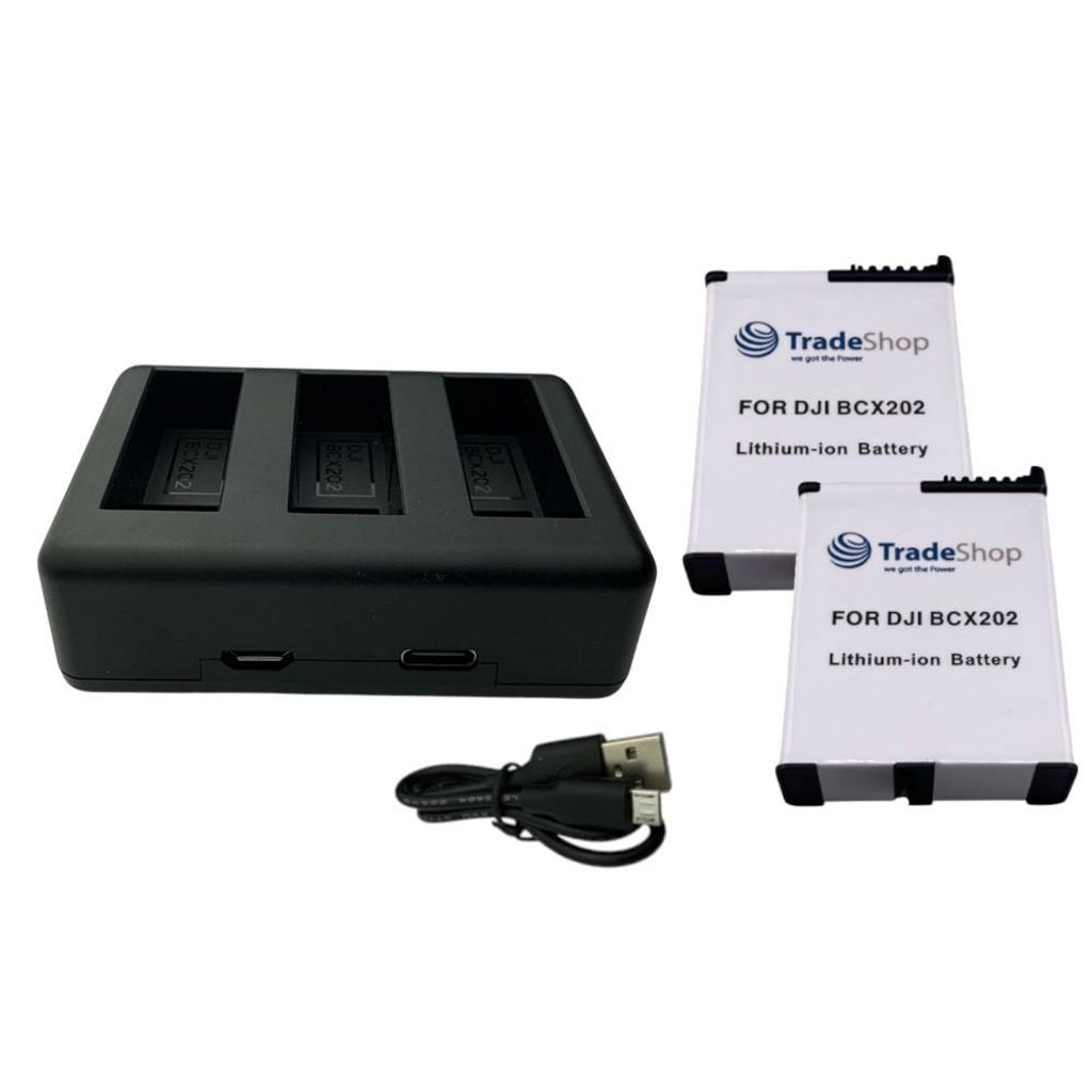 Trade-Shop 3in1 Set: 2x Akku 2300mAh + USB-C LCD Produktbild 