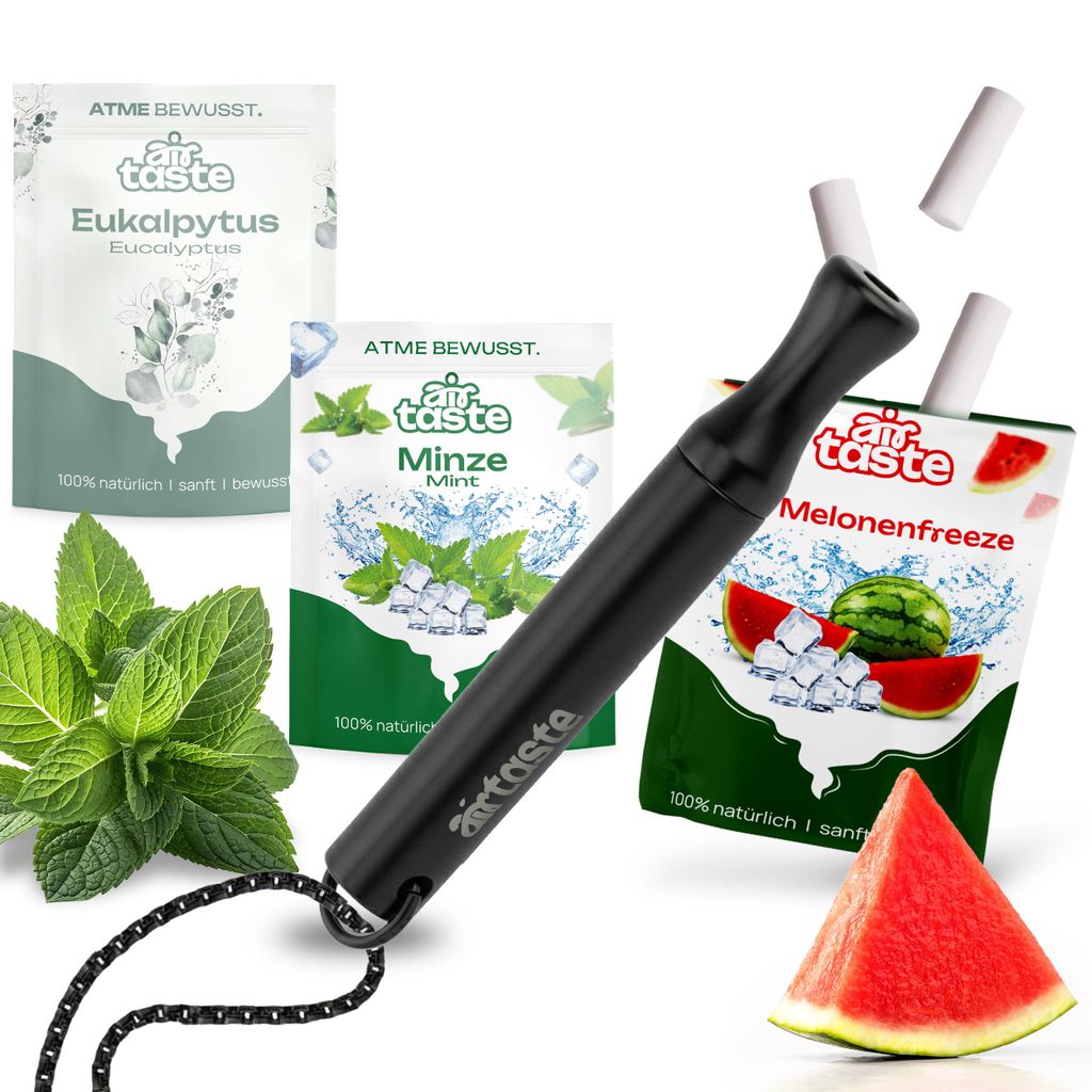 Airtaste Atemkette Starter Set Schwarz – 9 Filter mit einem Produktbild 