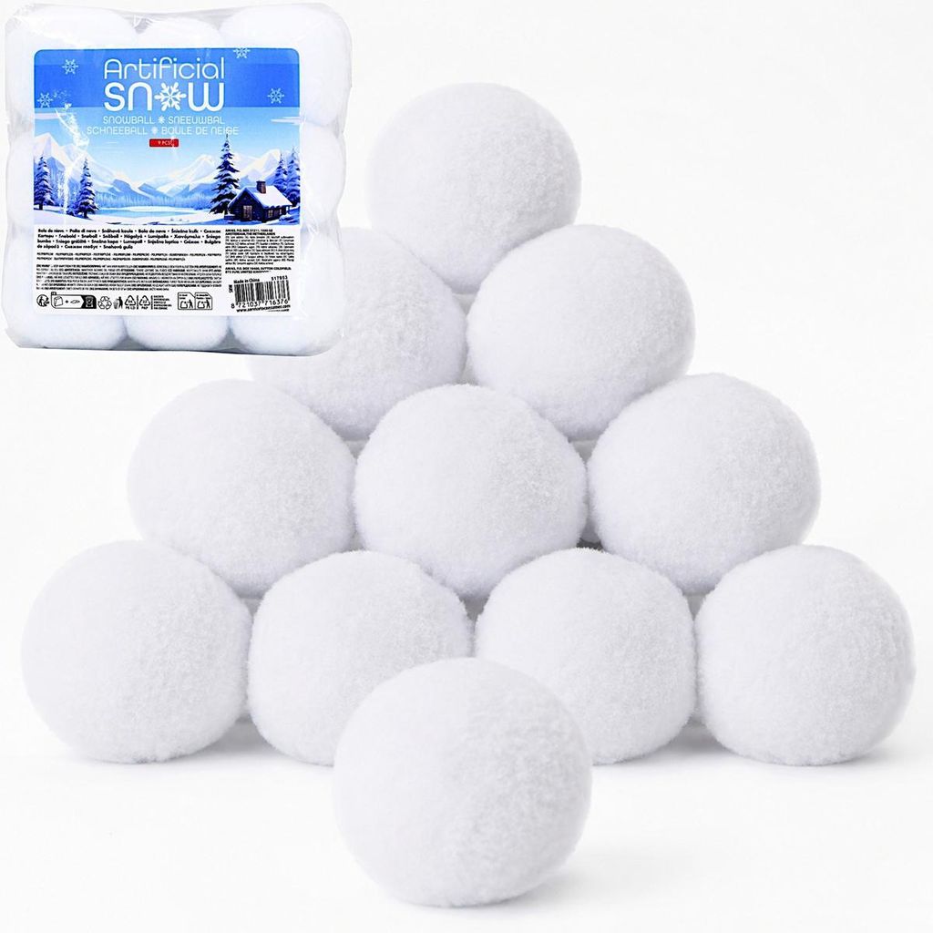 Künstliche Schneebälle zur Dekoration, 9 Stück, Ø 6 cm, Produktbild 