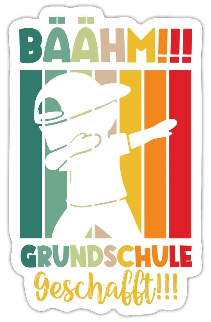 Spreadshirt Bäähm Grundschule Geschafft Sticker Aufkleber, 10 x 10 cm, Mattweiß