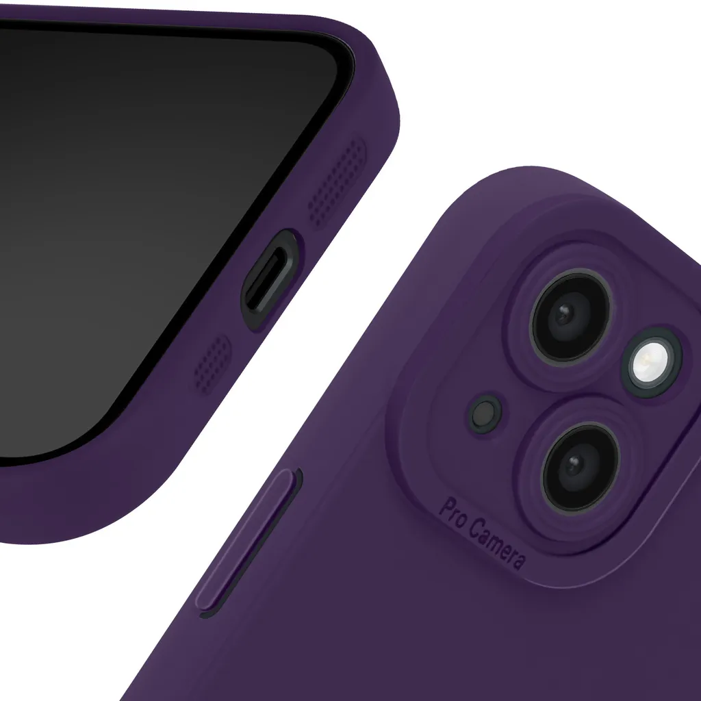 Custodia Avizar iPhone 15 Plus Professionale Silicone Viola Scuro - 5