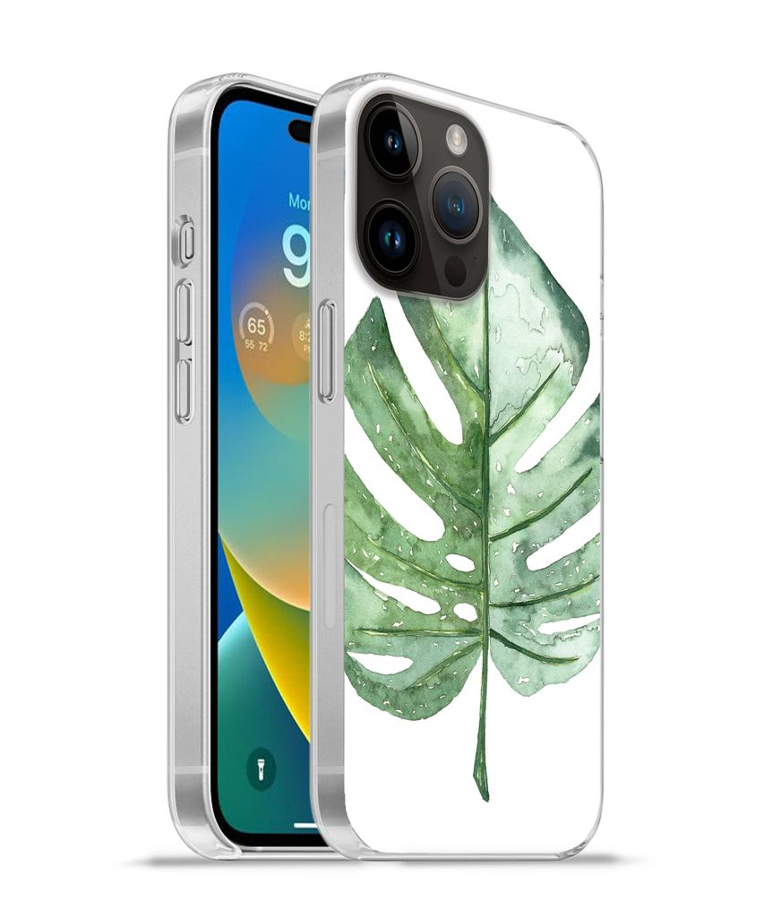 MuchoWow Handyhülle Schutzhülle Hülle für Apple iPhone 14 Pro Max Aquarell - Monstera - Blatt Silikon Softcase Handy Hülle - Hardcover