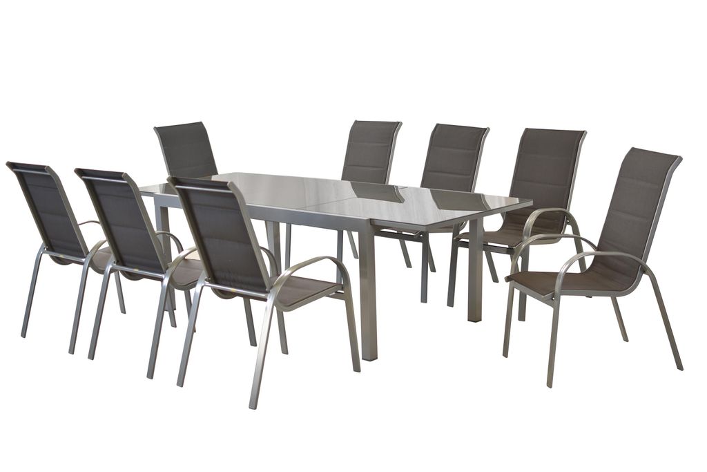 A dining set with a table and chairs on a white background.