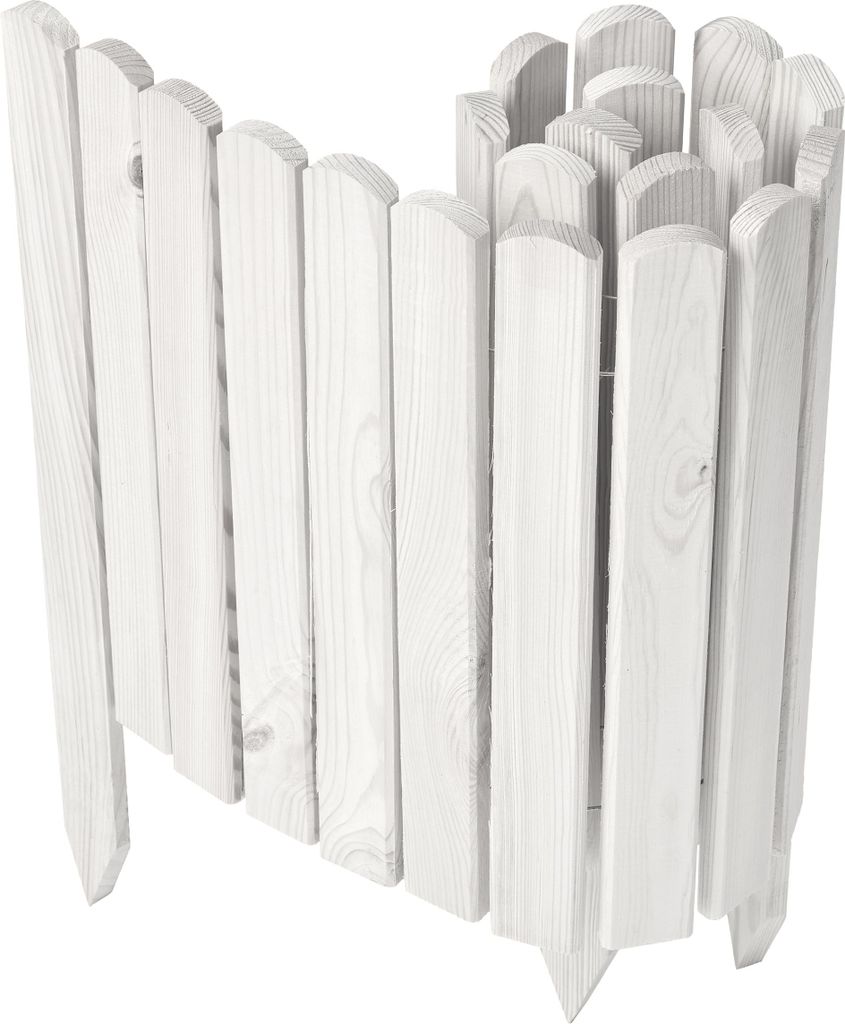 Garronda Beeteinfassung Holz Rollzaun Gartenzaun imprägniert Flexibler Rollborder Rasenkante Länge: 100 cm (Weiß, Höhe: 40 cm)