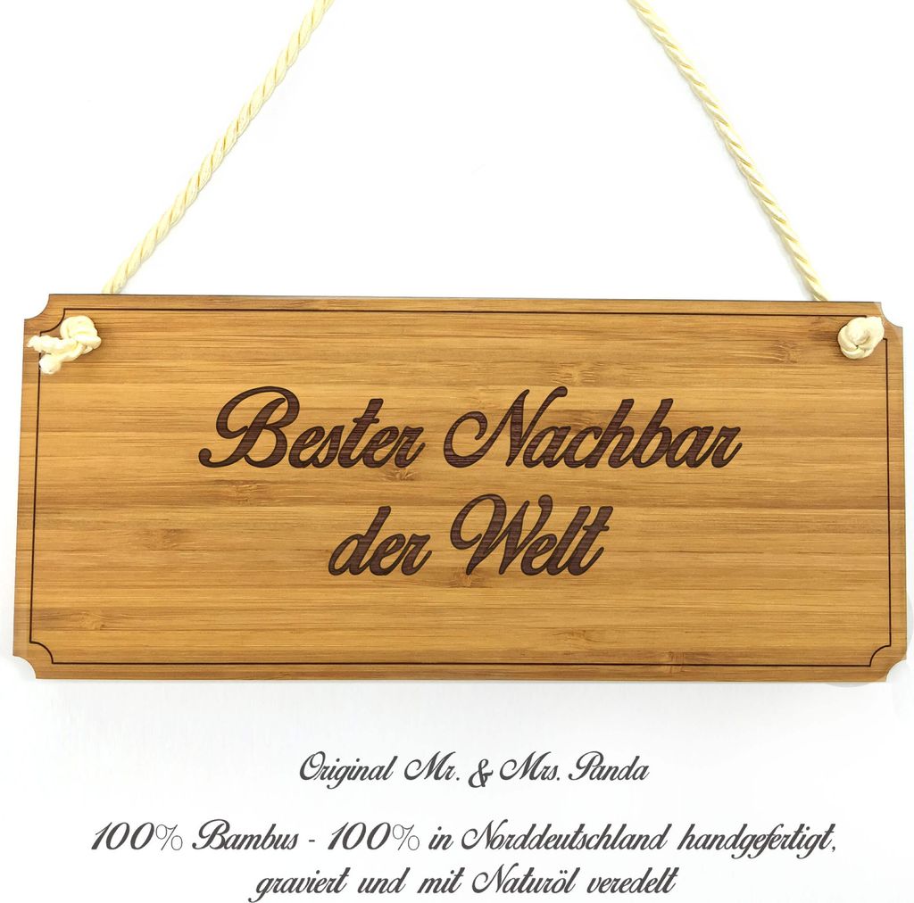 Mr. & Mrs. Panda Firmenschild Nachbar - Geschenk, Nachbarn, Graviert, Shabby, Schild, Landhaus, Infotafel, Wegweiser, Büroschild, Türschild, Gesc...