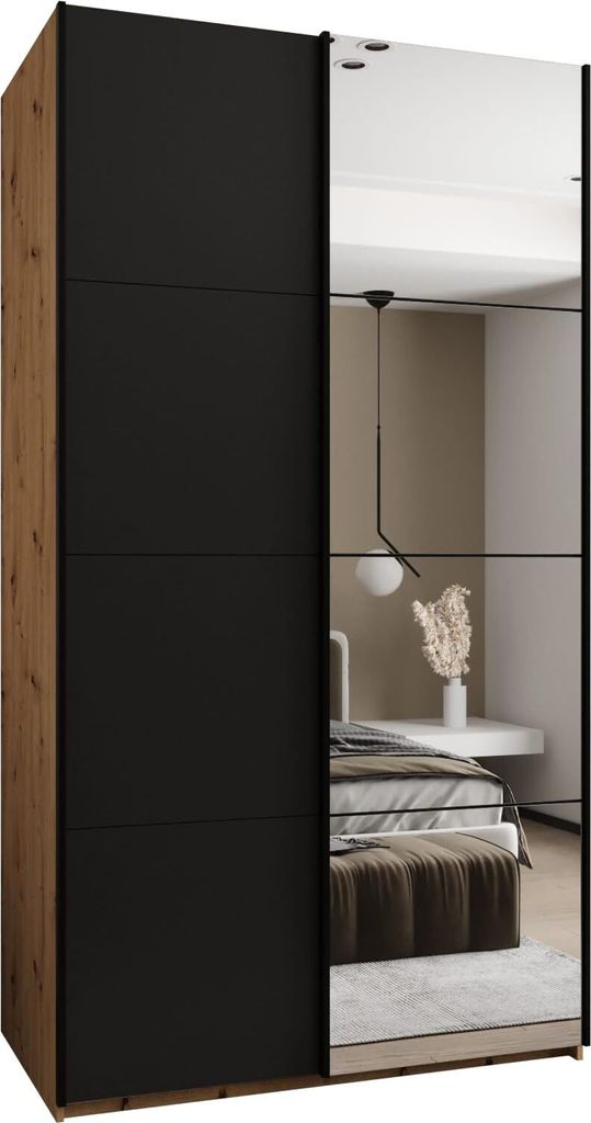MEBLE KRYSPOL LUX 3 Schrank - 245,5x140x64cm - Artisan, Schwarz, Schwarz